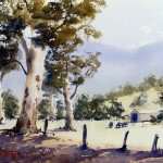 Australian farm watercolor landscape painting