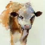 Cow portrait watercolor painting