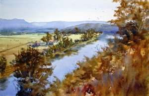 Finished watercolor landscape painting demonstration Freemans Reach