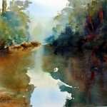 Glenbrook Creek reflections watercolor painting