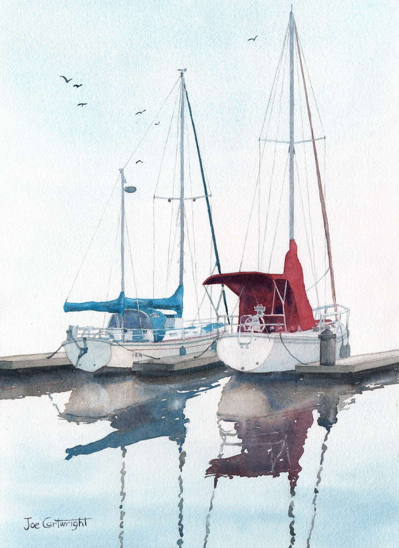 Watercolor Paintings Boats and the Sea Gallery Seascapes