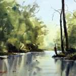 Nepean River shallows watercolor painting by Joe Cartwright