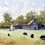 North Richmond farmland landscape watercolor painting
