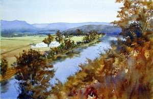 Painting foreground trees with watercolors