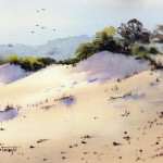 Sand Dunes Fingal Bay watercolor painting