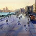 Towards St Marks Plaza Venice watercolor painting