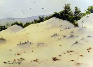 Finished watercolor sand dunes painting