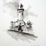 Byron Bay Lighthouse pen and ink sketch