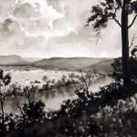 From Streeton Lookout Freemans Reach pen and ink