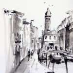 Venice plein air pen and ink sketch