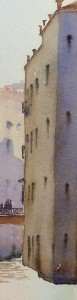 Watercolor Painting of Shadows on right hand side wall