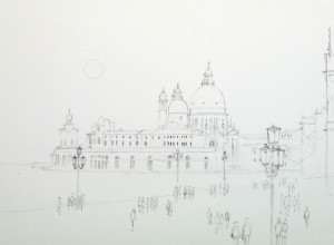 Drawing for venice sunset watercolor demonstration