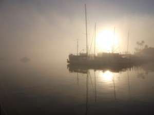 Rising Mist, San Diego, Harbor reference photo for watercolor painting demonstration