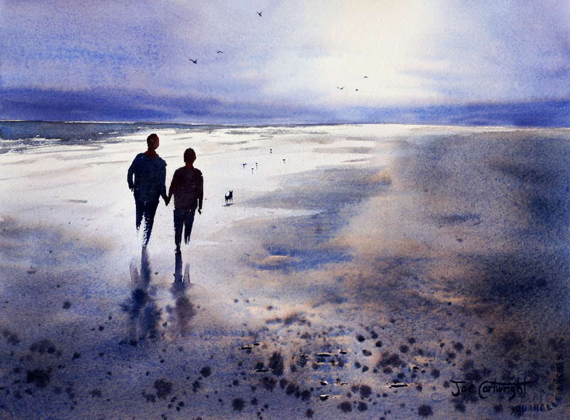 landscape with human figure watercolor