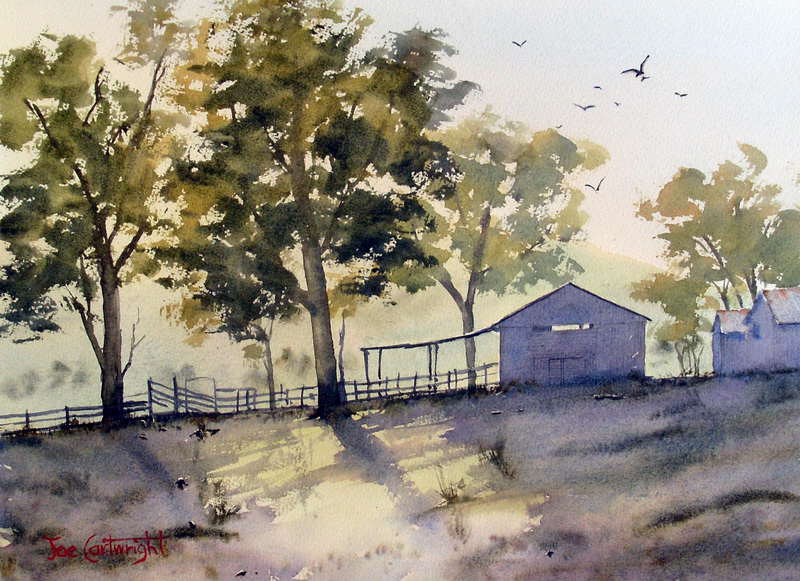 Painting shadows in watercolor landscape painting
